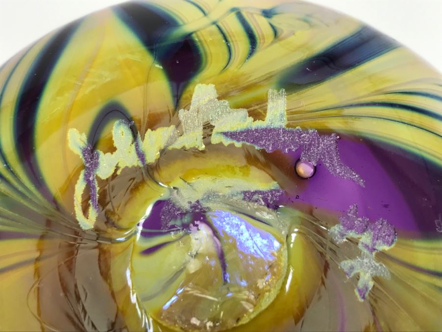 Stunning Signed Amethyst Art Glass Bowl Signature Illegible [Photo 2]