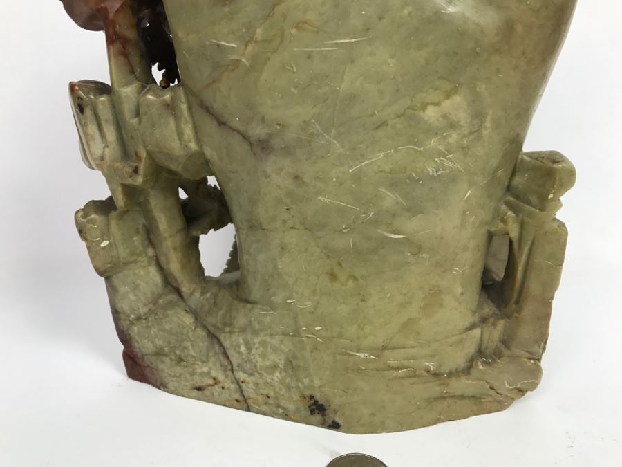 Stunning Deep Relief Carved Soapstone Asian Vase [Photo 15]