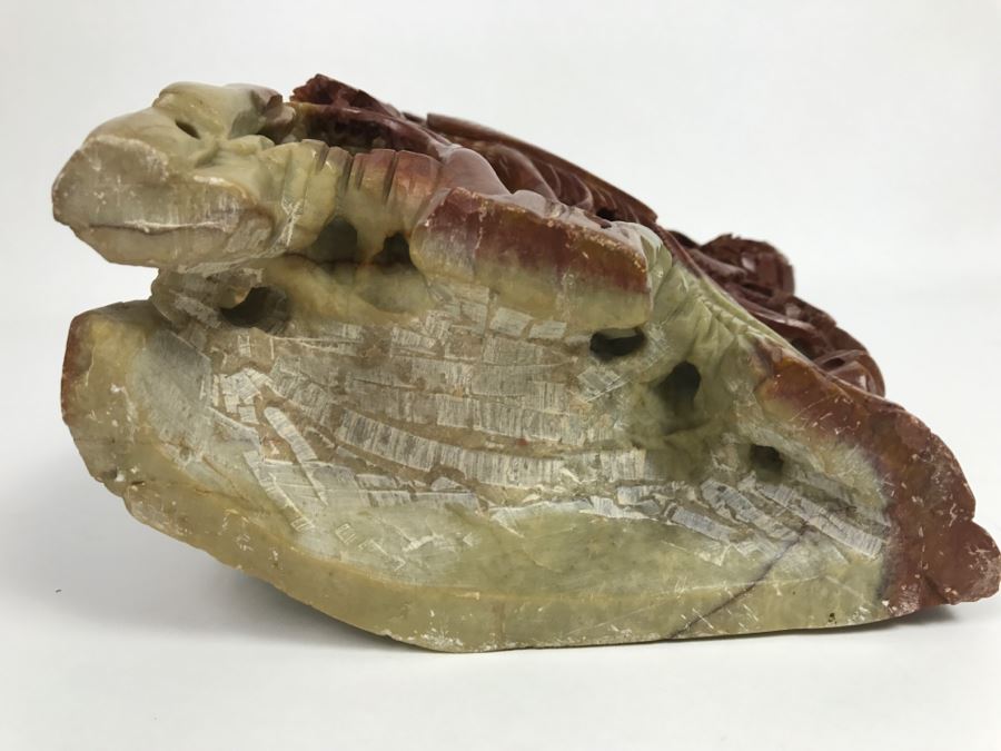 Stunning Deep Relief Carved Soapstone Asian Vase [Photo 18]