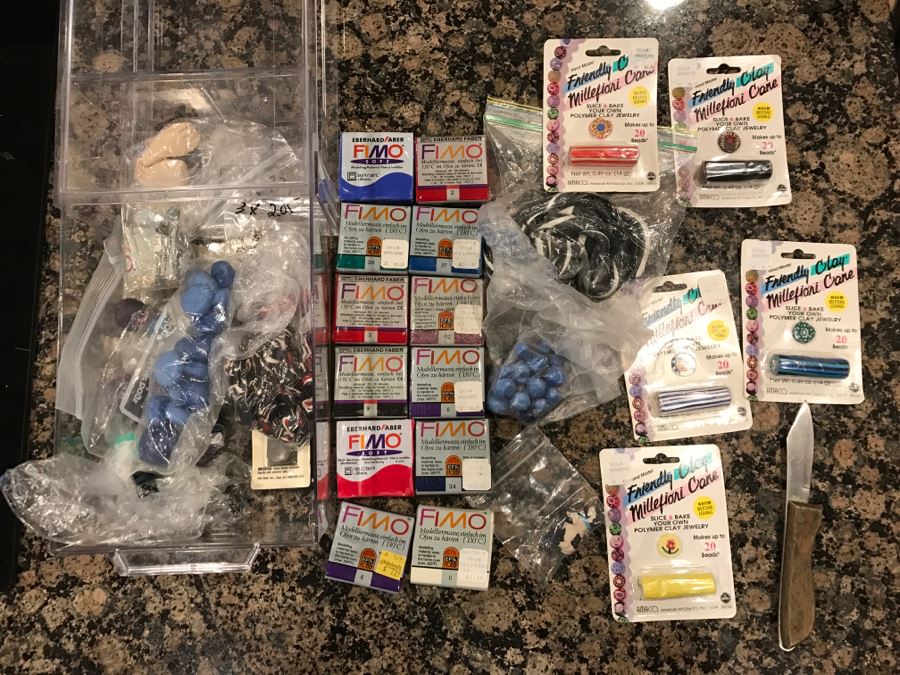 JUST ADDED - Craft Lot With Millefiori Polymer Clay For Making Jewelry And Various Modelling Clay [Photo 1]