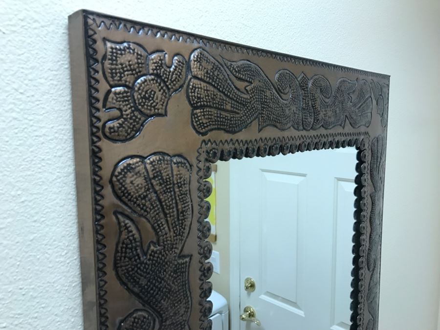JUST ADDED - Embossed Metal Wall Mirror [Photo 3]