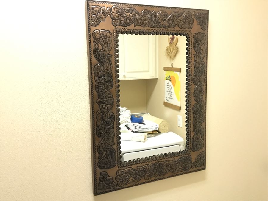 JUST ADDED - Embossed Metal Wall Mirror [Photo 1]