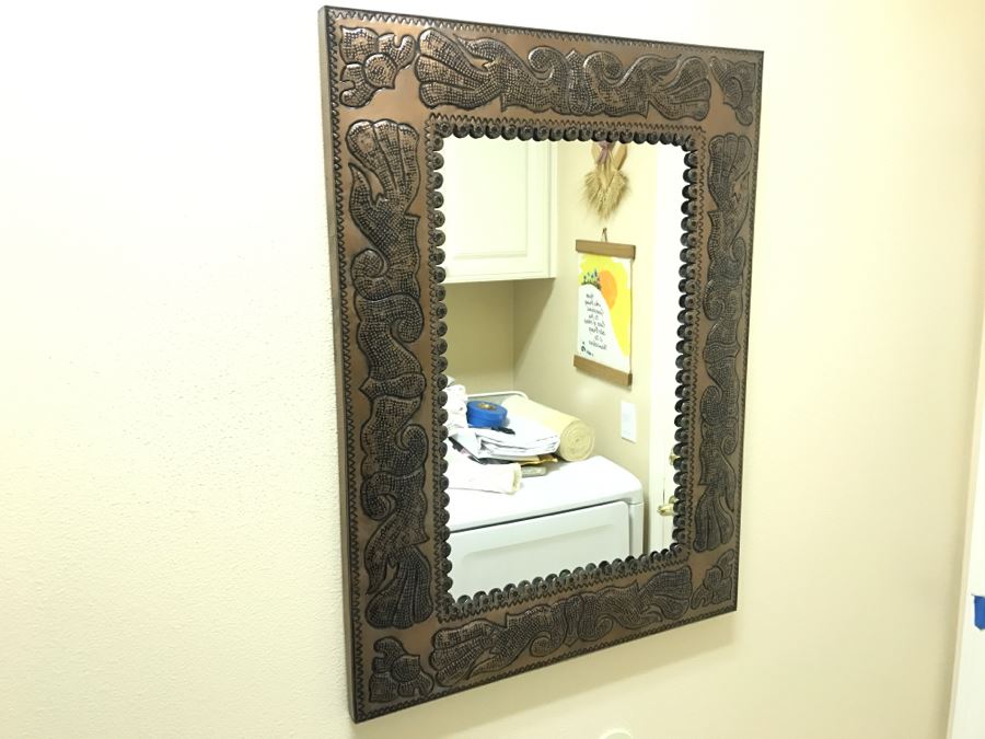 JUST ADDED - Embossed Metal Wall Mirror [Photo 2]