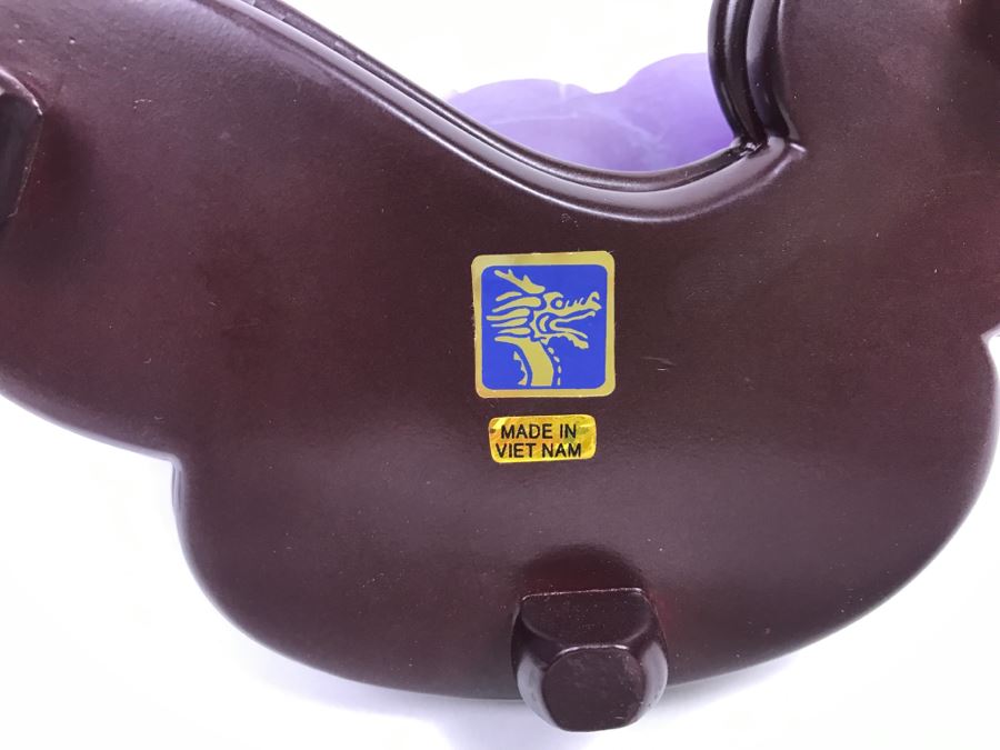 Pair Of Asian Purple Resin Sculpture Figurines Featuring Horses And An Elephant [Photo 8]