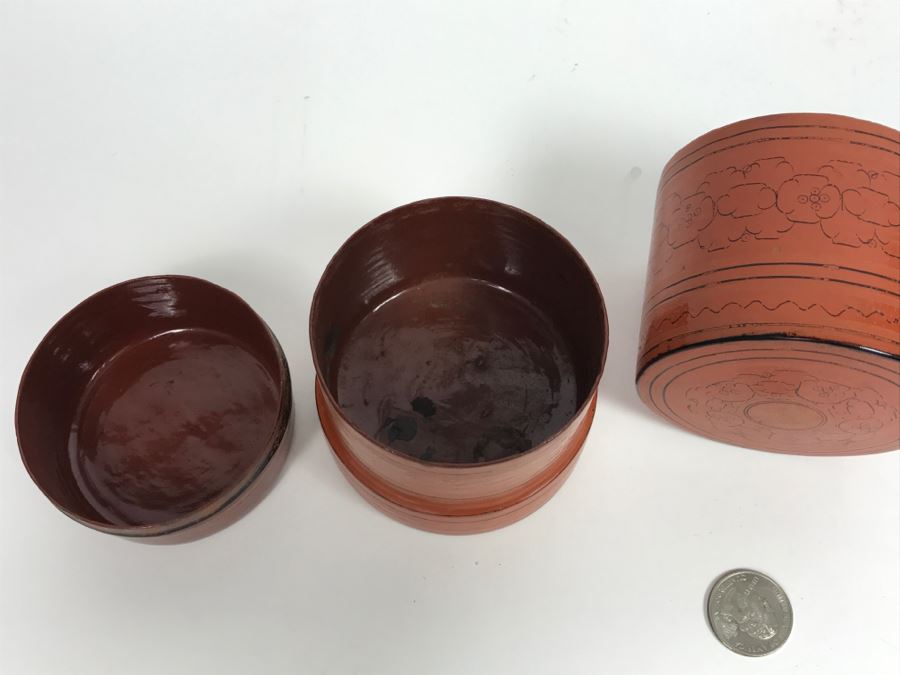 Round Lacquer Nesting Box,  Round Lacquer Box And Cinnabar Box [Photo 16]