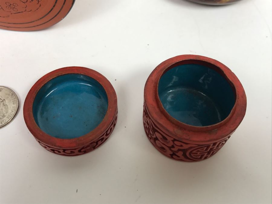 Round Lacquer Nesting Box,  Round Lacquer Box And Cinnabar Box [Photo 7]