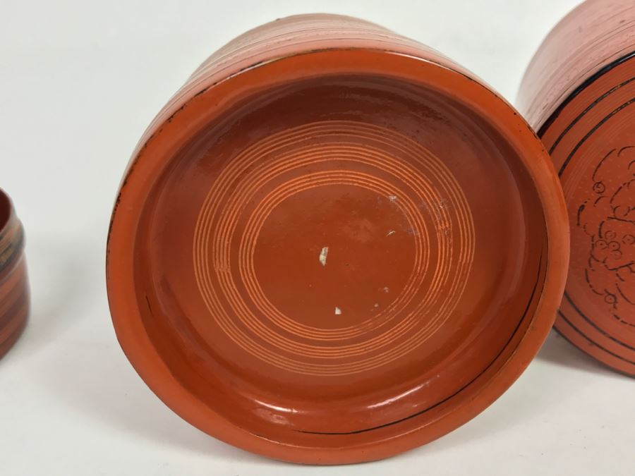 Round Lacquer Nesting Box,  Round Lacquer Box And Cinnabar Box [Photo 17]