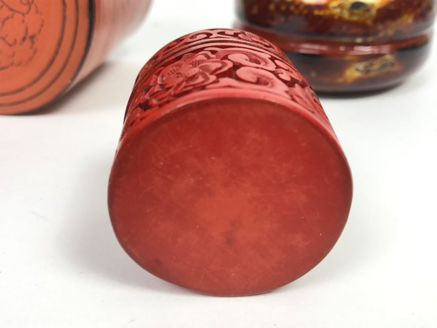 Round Lacquer Nesting Box,  Round Lacquer Box And Cinnabar Box [Photo 5]