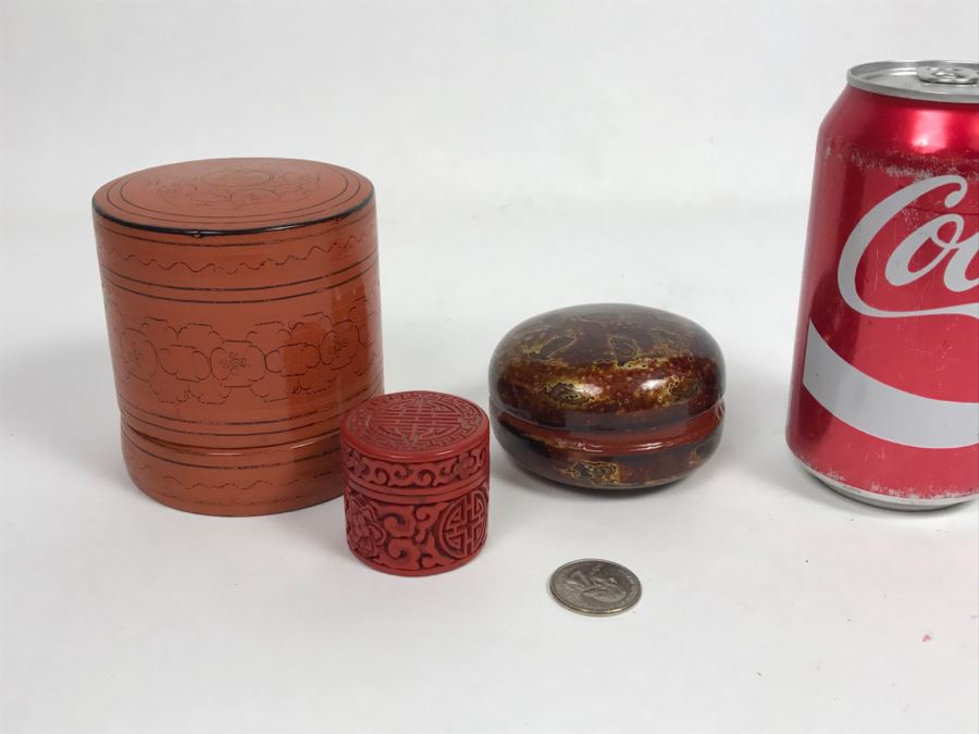 Round Lacquer Nesting Box,  Round Lacquer Box And Cinnabar Box [Photo 19]