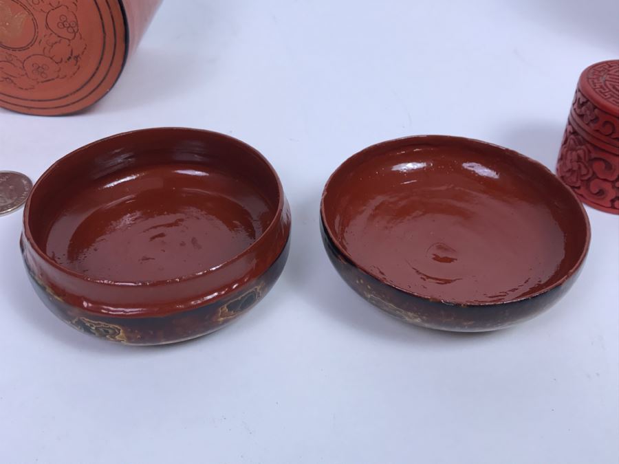 Round Lacquer Nesting Box,  Round Lacquer Box And Cinnabar Box [Photo 12]