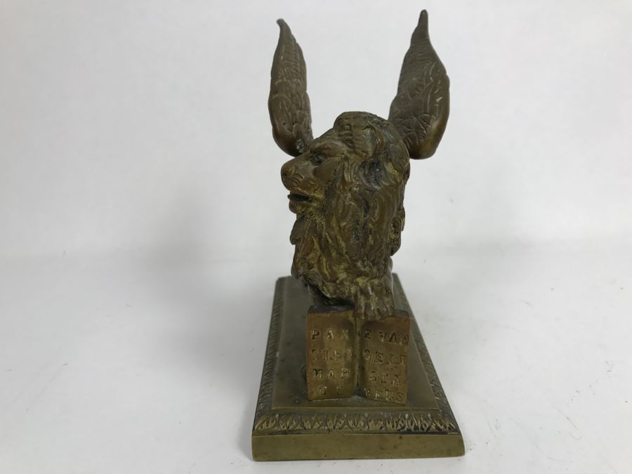 Vintage Winged Lion Brass Bookend Sculpture [Photo 7]