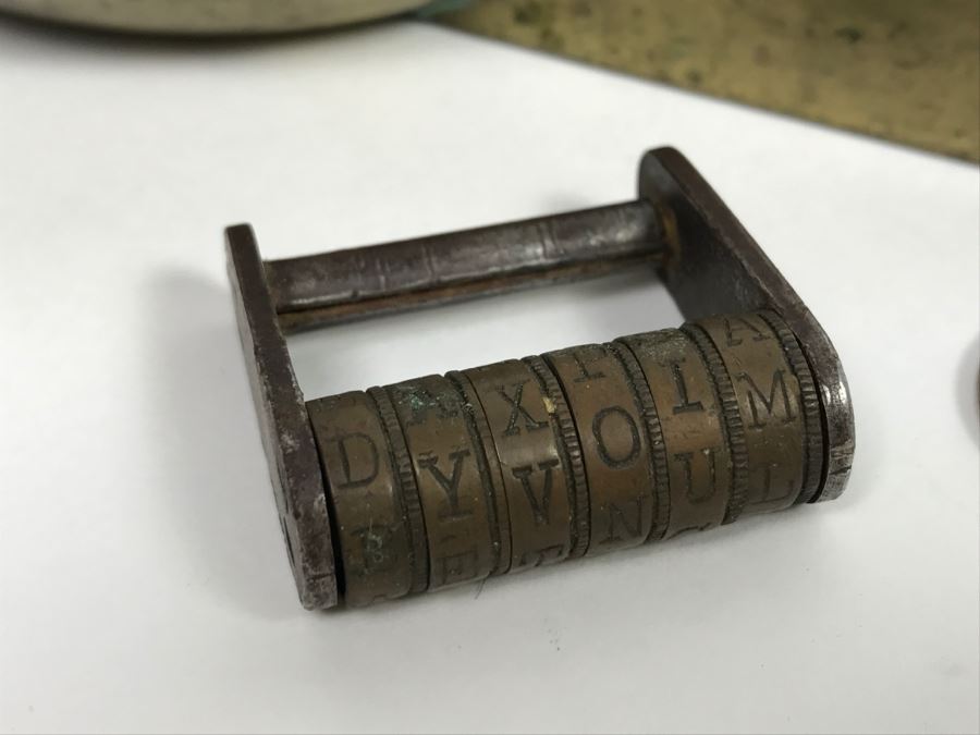Vintage Chinese Brass Ashtray And Combination Lock [Photo 4]