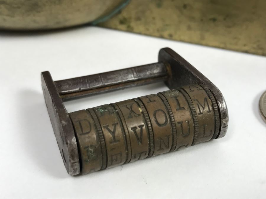 Vintage Chinese Brass Ashtray And Combination Lock [Photo 3]