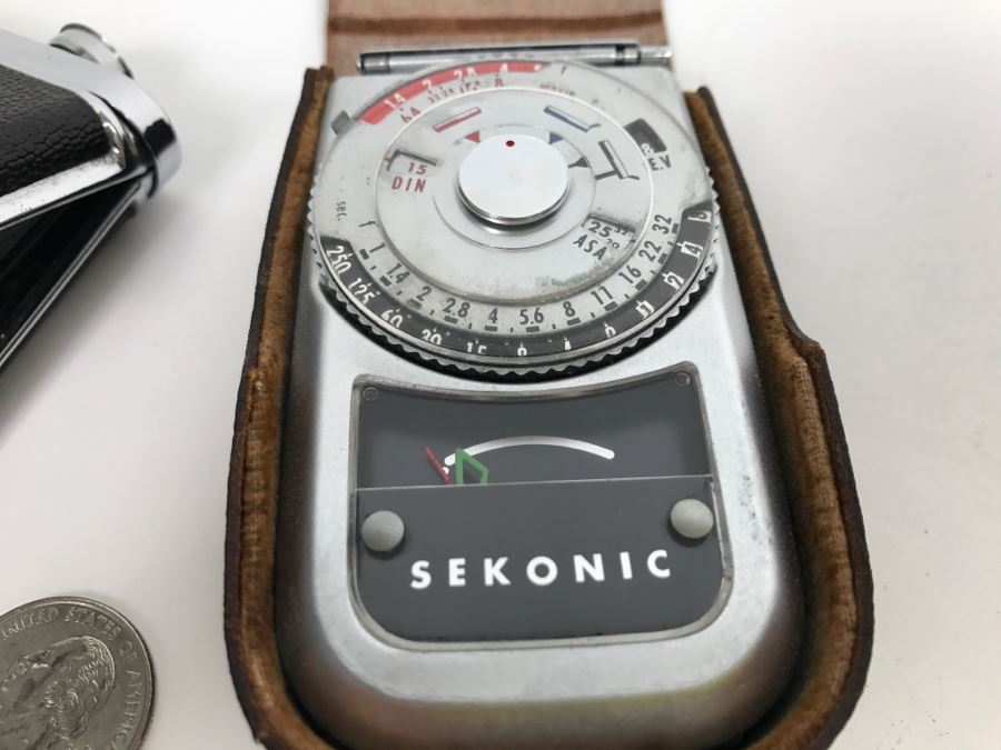 Vintage Portable Folding HADSON Field Opera Binoculars Glasses And SEKONIC Light Meter [Photo 6]