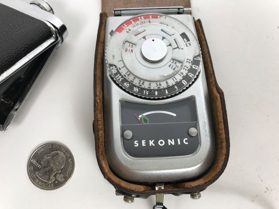 Vintage Portable Folding HADSON Field Opera Binoculars Glasses And SEKONIC Light Meter [Photo 5]