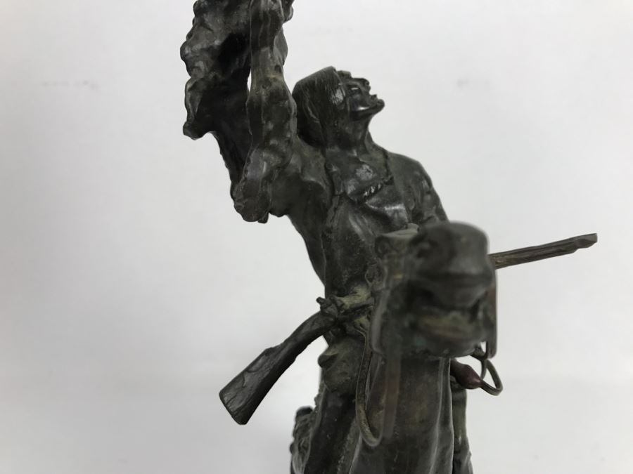 Vintage Frederic Remington Bronze Sculpture Titled 'Buffalo Signal' 16'H [Photo 13]