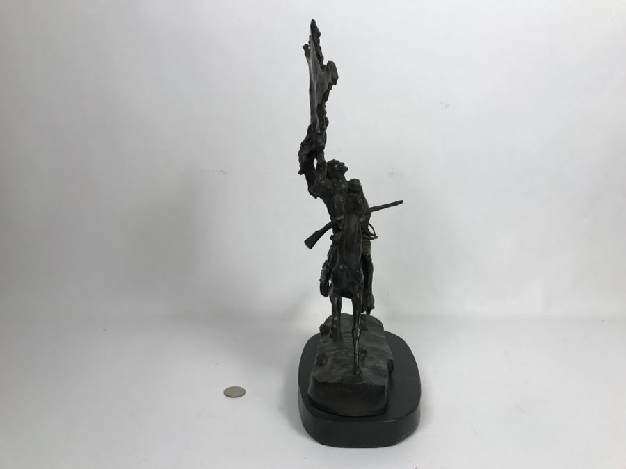 Vintage Frederic Remington Bronze Sculpture Titled 'Buffalo Signal' 16'H [Photo 11]