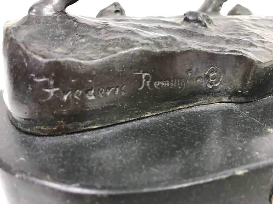 Vintage Frederic Remington Bronze Sculpture Titled 'Buffalo Signal' 16'H [Photo 2]