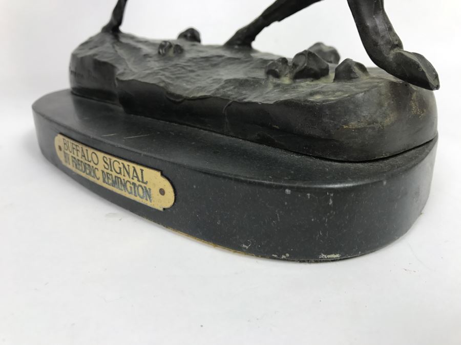 Vintage Frederic Remington Bronze Sculpture Titled 'Buffalo Signal' 16'H [Photo 20]