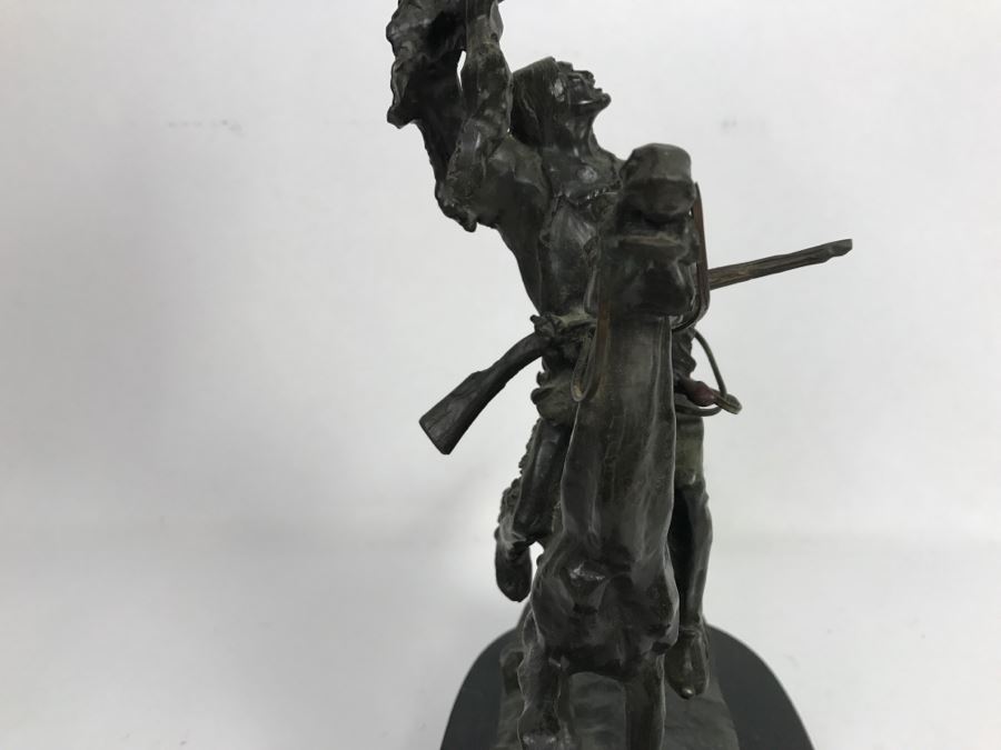 Vintage Frederic Remington Bronze Sculpture Titled 'Buffalo Signal' 16'H [Photo 12]