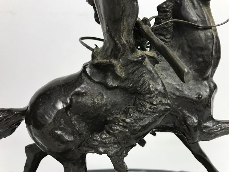 Vintage Frederic Remington Bronze Sculpture Titled 'Buffalo Signal' 16'H [Photo 17]