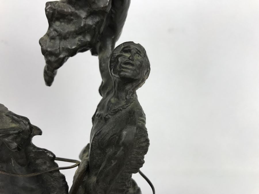 Vintage Frederic Remington Bronze Sculpture Titled 'Buffalo Signal' 16'H [Photo 7]