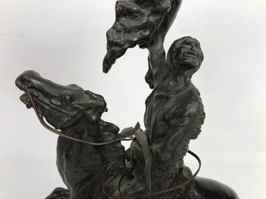 Vintage Frederic Remington Bronze Sculpture Titled 'Buffalo Signal' 16'H