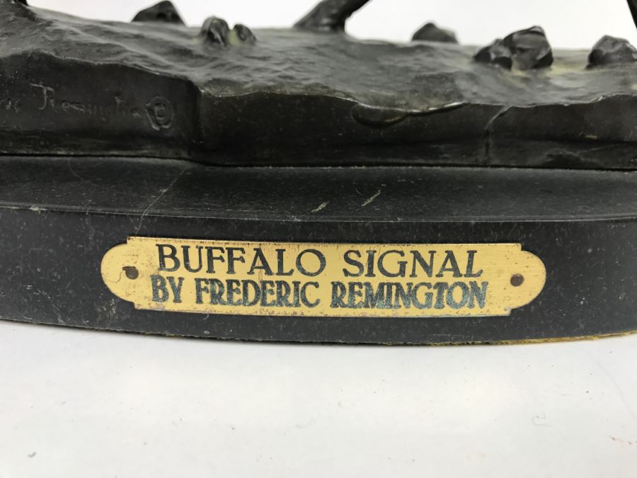 Vintage Frederic Remington Bronze Sculpture Titled 'Buffalo Signal' 16'H [Photo 3]