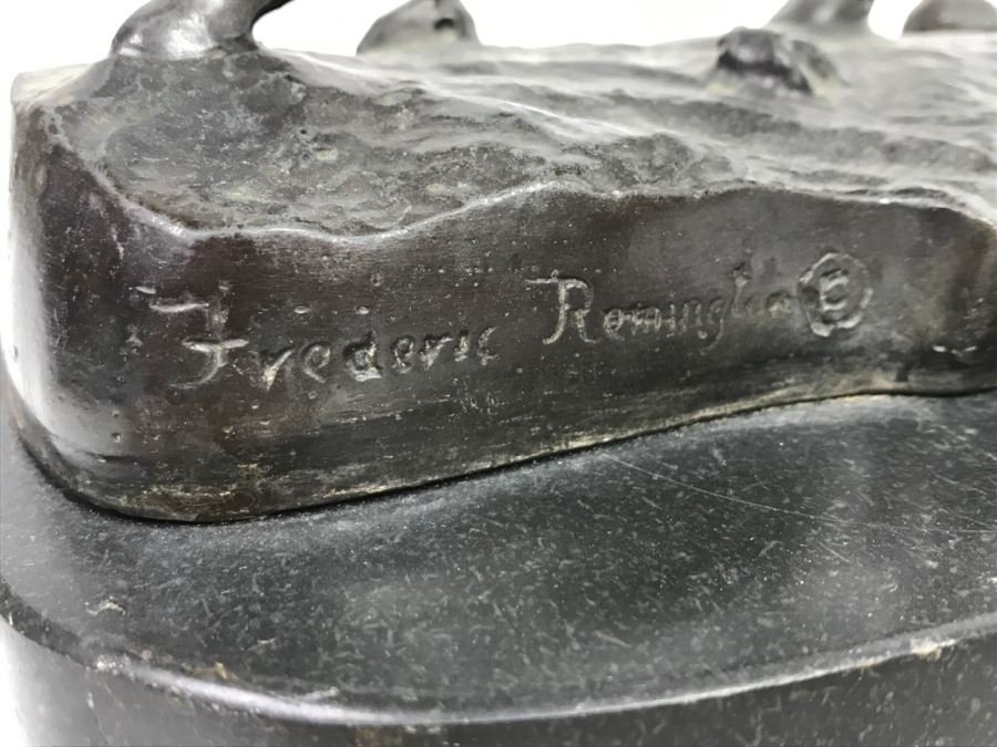 Vintage Frederic Remington Bronze Sculpture Titled 'Buffalo Signal' 16'H [Photo 9]