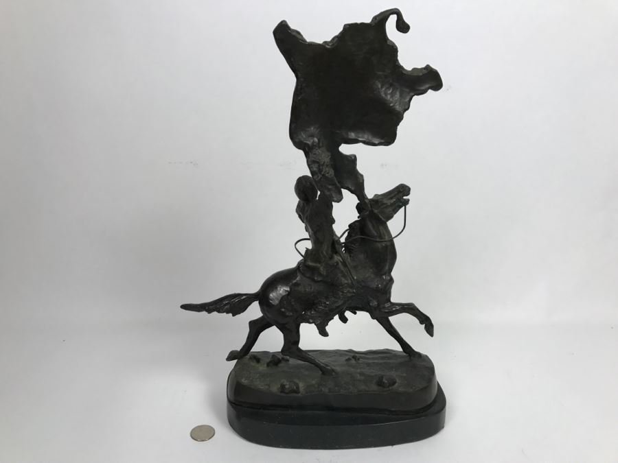 Vintage Frederic Remington Bronze Sculpture Titled 'Buffalo Signal' 16'H [Photo 15]