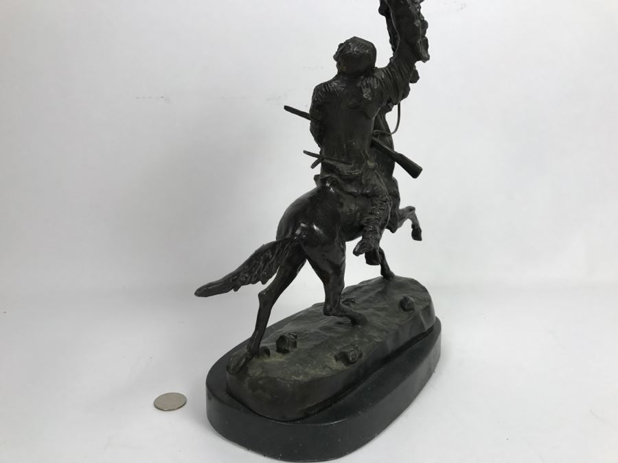 Vintage Frederic Remington Bronze Sculpture Titled 'Buffalo Signal' 16'H [Photo 18]