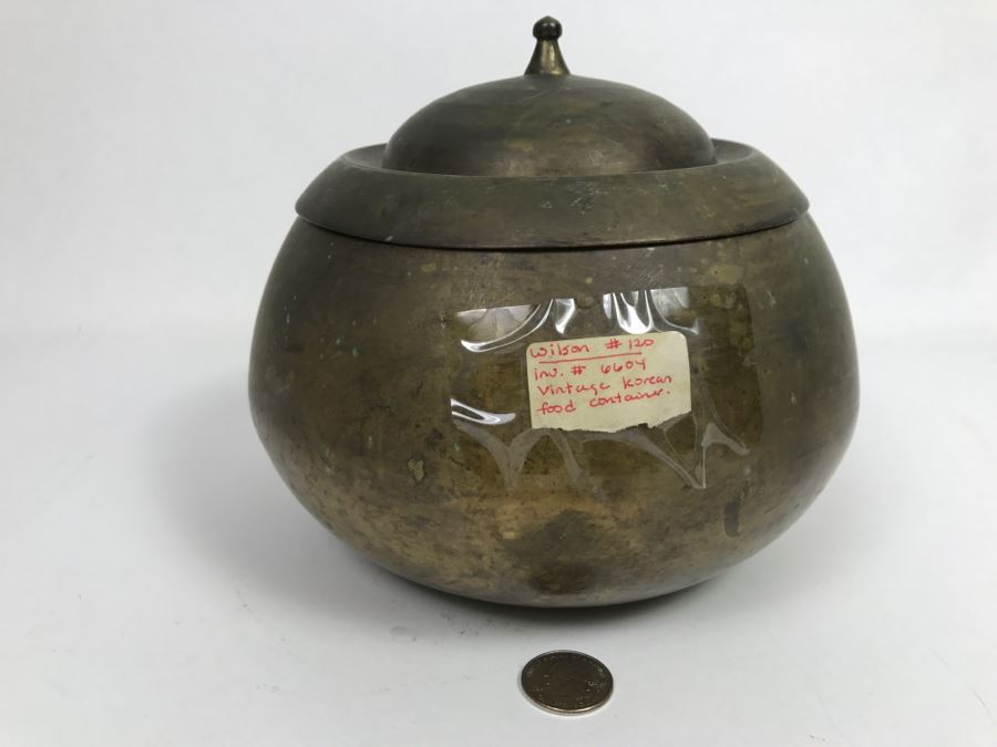 Vintage Signed Metal Korean Food Container With Lid [Photo 4]