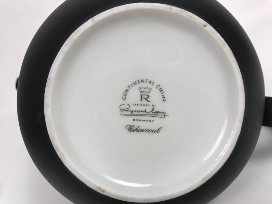 Mid-Century Modern Raymond Loewy Black & White Teapot Continental China Germany Charcoal [Photo 2]