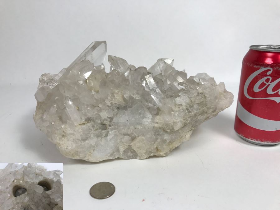 Large Quartz Cluster In Matrix With Two Holes Drilled For Candles [Photo 1]