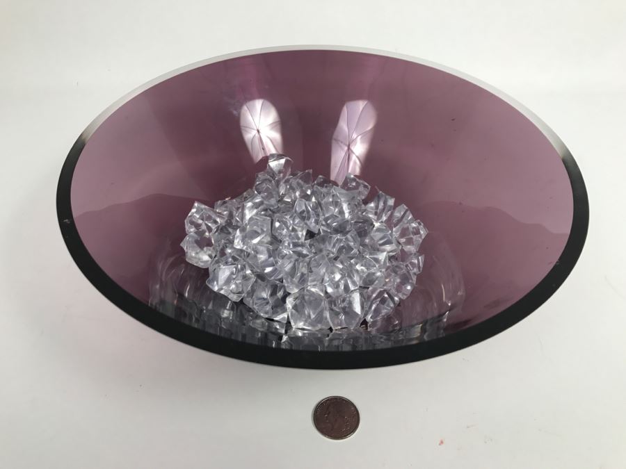 Purple Glass Bowl Filled With Acrylic Rocks