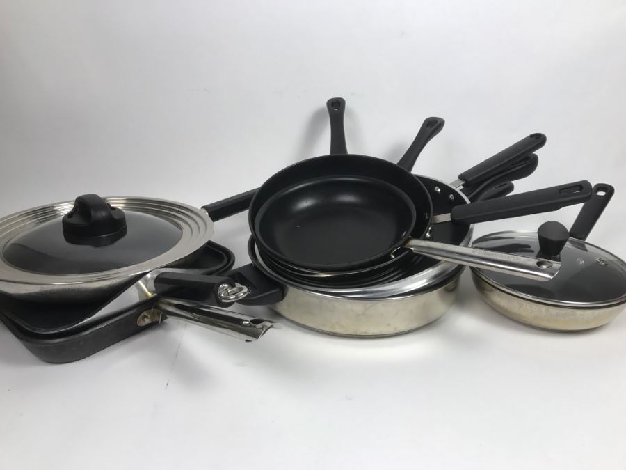 Large Cookware Skillet Pan Lot Featuring Cuisinart, Wearever, Berndes, Meyer Commercial, Tramontina And Cook's Essentials [Photo 1]