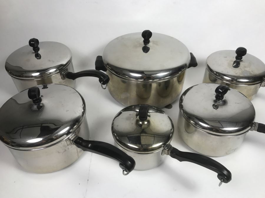 Large Vintage Farberware Aluminum Clad Stainless Steel Cookware Pots With Lids [Photo 3]