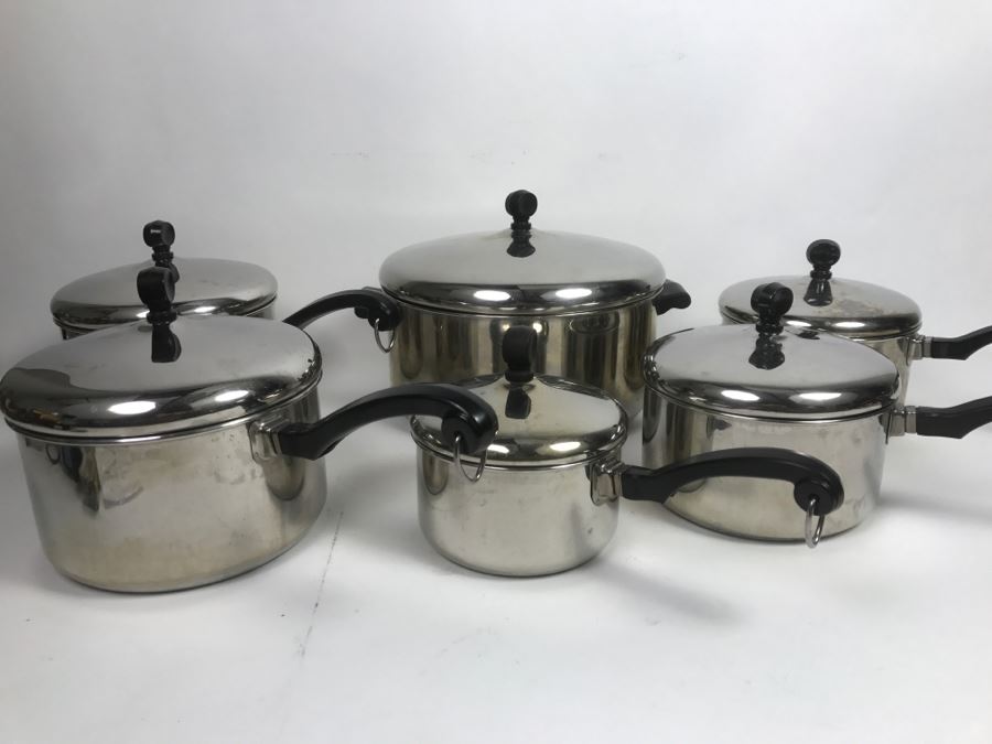 Large Vintage Farberware Aluminum Clad Stainless Steel Cookware Pots 