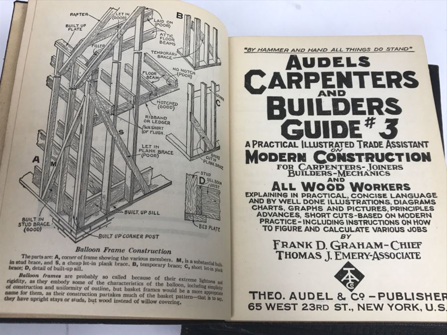 Set Of (4) Vintage 1927 Books Audels Carpenters And Builders Guides [Photo 15]