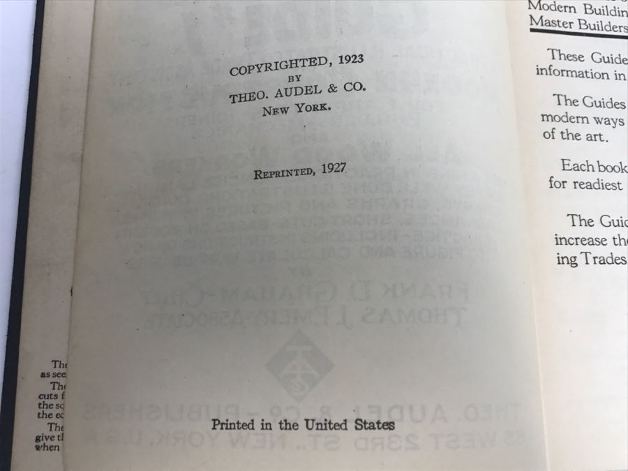 Set Of (4) Vintage 1927 Books Audels Carpenters And Builders Guides [Photo 5]