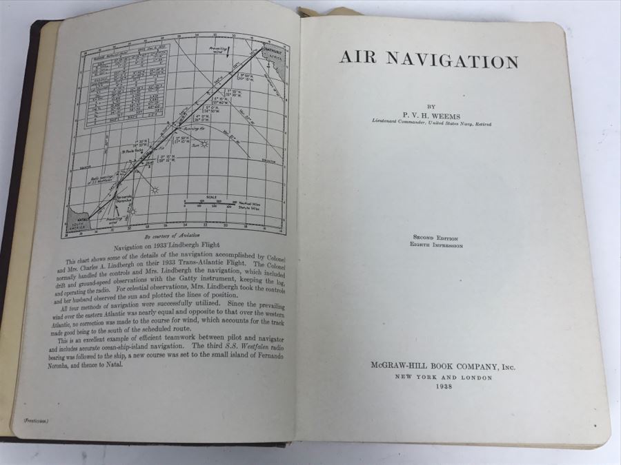 Vintage 1938 Second Edition Air Navigation Book By P. V. H. Weems [Photo 2]