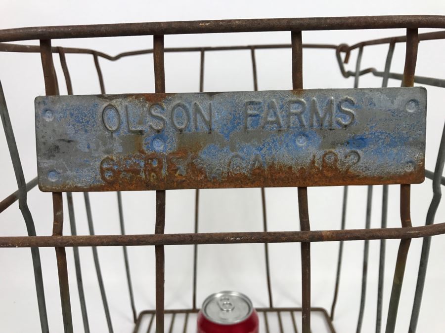 Vintage Industrial Milk Crate Carrier Olson Farms [Photo 4]