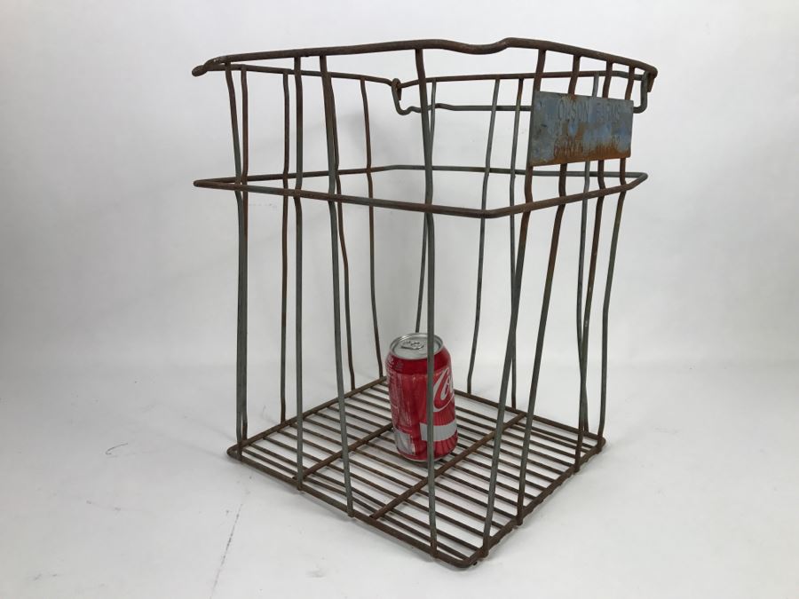 Vintage Industrial Milk Crate Carrier Olson Farms [Photo 5]