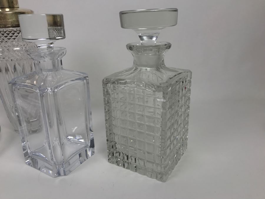 Vintage Crystal Liquor Decanter Lot With Shaker (Shaker Metal Top Has Crack) [Photo 2]