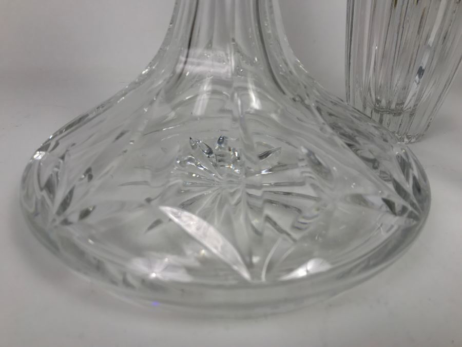 Vintage Crystal Liquor Decanter Lot With Shaker (Shaker Metal Top Has Crack) [Photo 5]