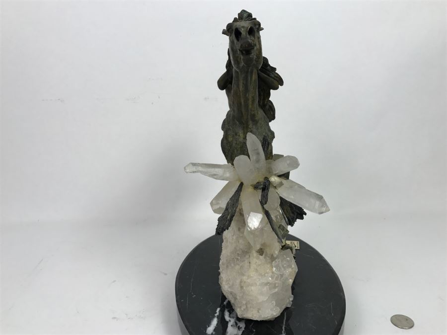 Ebano Bronze Sculpture Galloping On Rock Crystal Marble Base From Casasola Collection Made In Spain Estimate $1,000 [Photo 13]