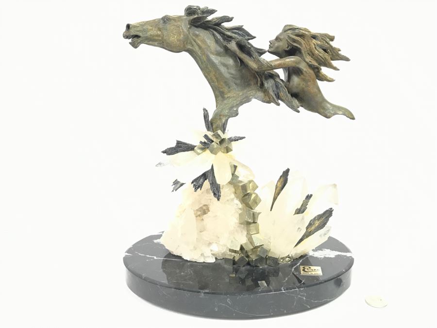 Ebano Bronze Sculpture Galloping On Rock Crystal Marble Base From Casasola Collection Made In Spain Estimate $1,000 [Photo 37]