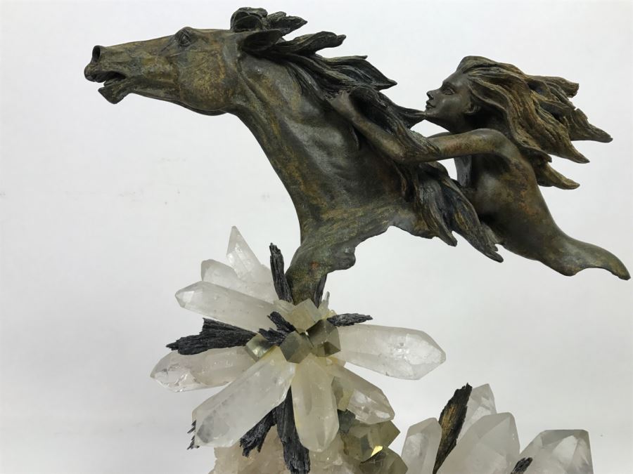 Ebano Bronze Sculpture Galloping On Rock Crystal Marble Base From Casasola Collection Made In Spain Estimate $1,000 [Photo 7]