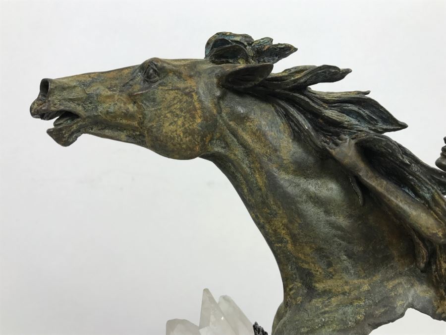 Ebano Bronze Sculpture Galloping On Rock Crystal Marble Base From Casasola Collection Made In Spain Estimate $1,000 [Photo 9]