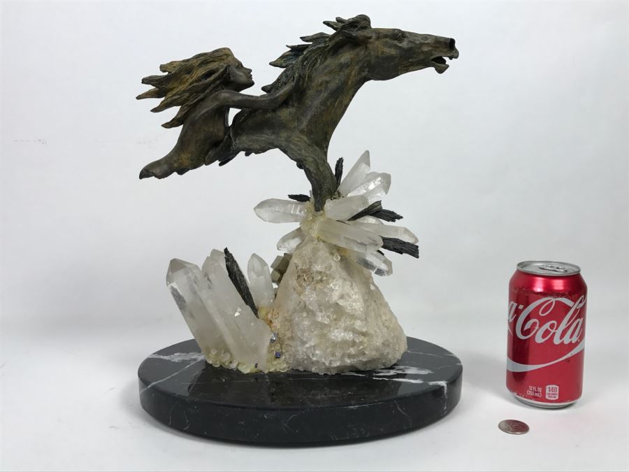 Ebano Bronze Sculpture Galloping On Rock Crystal Marble Base From Casasola Collection Made In Spain Estimate $1,000 [Photo 24]